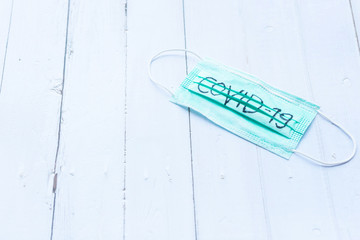 Disposable breath filter face mask with earloop and gel. Face Mask with covid-19 printed. Hygiene...