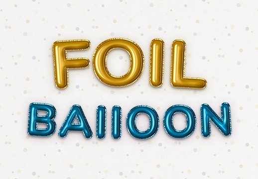 Foil Balloon Festive Party Text Effect Mockup