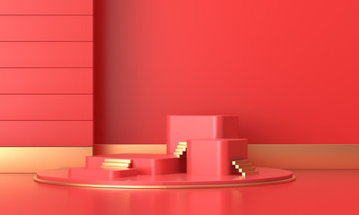 Red commercial background for 3D rendering