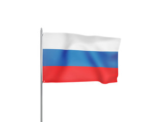Russia flag waving white background 3D illustration