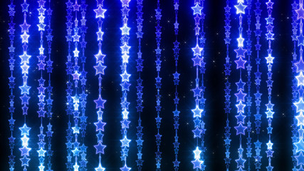 Naklejka na ściany i meble Chain Line Star Glitter neon illumination Spangle 3D illustration Background.