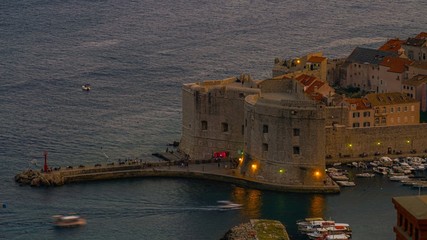 Breakwater in the city of Dubrovnik in the late evening, vacated by vacationers and swimmers