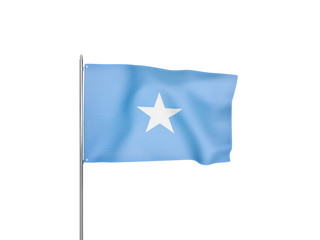 Somalia flag waving white background 3D illustration