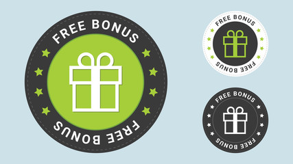 Free Bonus stamp vector illustration. Vector certificate icon. Vector combination for flat style certificate.