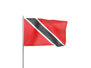 Trinidad and Tobago flag waving white background 3D illustration