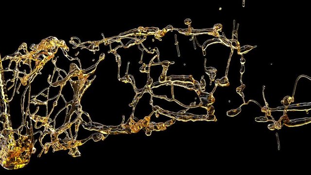 Beer stream black background. 4k
