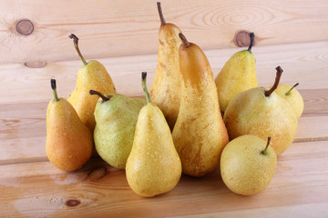 Pears on table