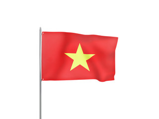 Vietnam flag waving white background 3D illustration