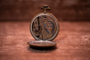 The mechanisms of a very old pocket watch from 1900