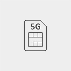 5G sim card vector icon sign symbol