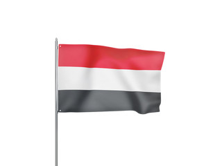 Fototapeta na wymiar Yemen flag waving white background 3D illustration