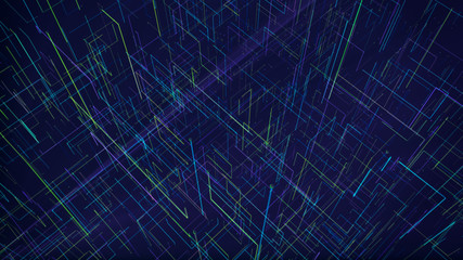 Network technology concept abstrack background. Square lines in a blue dark background.