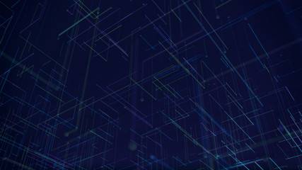 Network technology concept abstrack background. Square lines in a blue dark background.