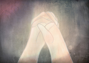 Prayer. Christian painting concept background.