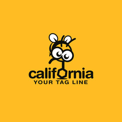 happy bee logo vector