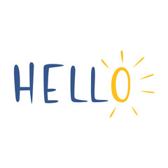 Hello-Hand made lettering.Hand drawn vector illustration. Friendly appeal isolated on white background.T shirt print, postcard, banner design element,greeting card © Irina Ostapenko