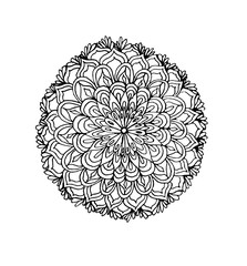 Very beautiful and multi-element flower. Mandala technique, drawing, linear art. Lining material.
