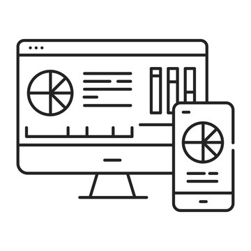 black and white data analytics on devices clip art preview