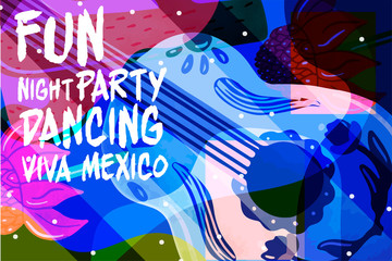 D a de los Muertos, Mexican holiday. A party. The day of the Dead. Elements for poster, flyer. Fun dancing.