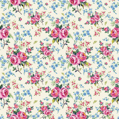 Bright seamless pattern flowers drawn on paper paintsStylish print for textile design and decoration.