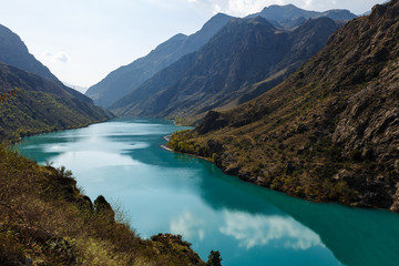 Naklejka na ściany i meble The Naryn River in the Tien Shan mountains, Kyrgyzstan.