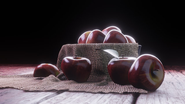 Apfel &Auml;pfel Illustration 3D Obstkorb