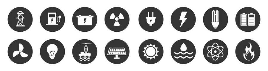 Power energy icon set,  alternative energy symbol, vector illustration
