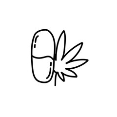 medicine with marijuana, medical cannabis doodle icon, vector illustration