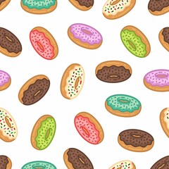 pattern seamless of donut in style flat, line, modern design. - vector illustration