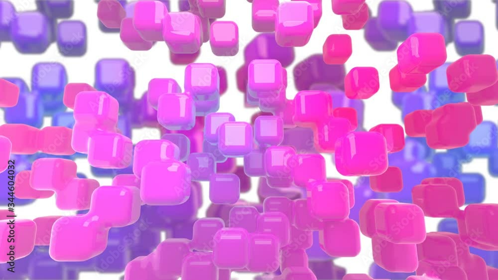 Wall mural animation wave multi colored cubes background. 3d rendering.