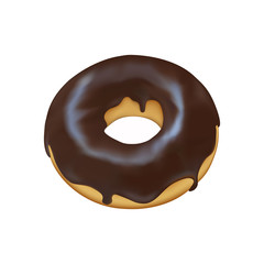 Chocolate glazed ring donut. Vector design isolated on white background. Ring doughnut.