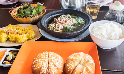 Chinese food dim sum in restaurant.