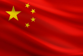 China national flag with fabric texture.