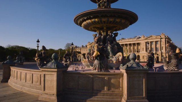 Concorde Place Fountain Fontaine Paris Coronavirus Confinement Landmark Lockdown Sunset Vide Empty