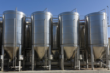 Vine tanks in industry factory.