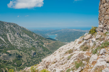 mountain view of the sea and lake