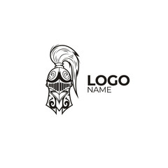 Diseño de logotipo creativo de casco de caballero  con Icon Vector