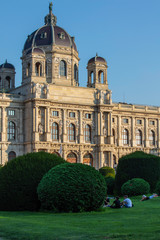 Evening outside the Kunsthistorisches Museum of art in Vienna, Austria