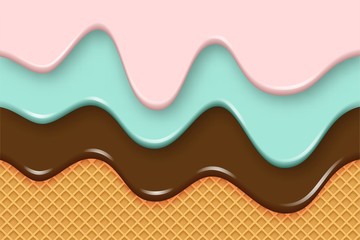 Multicolor ice cream dripping