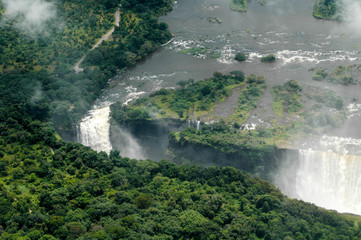 Naklejka na ściany i meble Aerial shot of Victoria Falls, Livingstone, Zambia