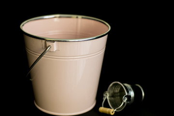 bucket of milk water metal empty
