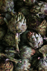 artichokes on a market stall