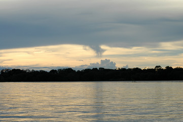 Fototapeta premium Reflections of the sunset on Zambezi River, Livingstone, Zambia
