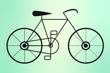 Illustration of an  environment friendly black colored street bicycle with green gradient background