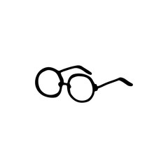 Black and white doodle style glasses. Hand-drawn image for web, banners, cards, designers.