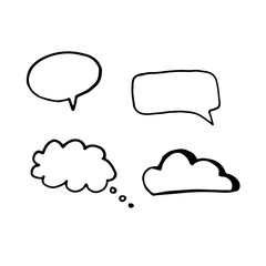Black and white doodle style message element. Hand-drawn image for web, banners, cards, designers.