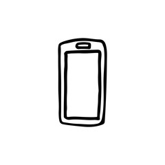 Black and white doodle style smartphone image. Hand-drawn image for web, banners, cards, designers.