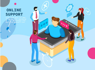 User support service, call center. Vector illustration