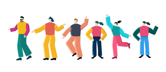 funny cartoon people listening to music from their cell phone