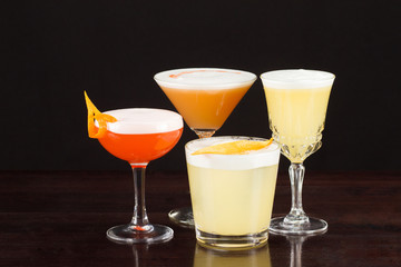 Sour Cocktails Drinks. Alcohol cocktails collection 